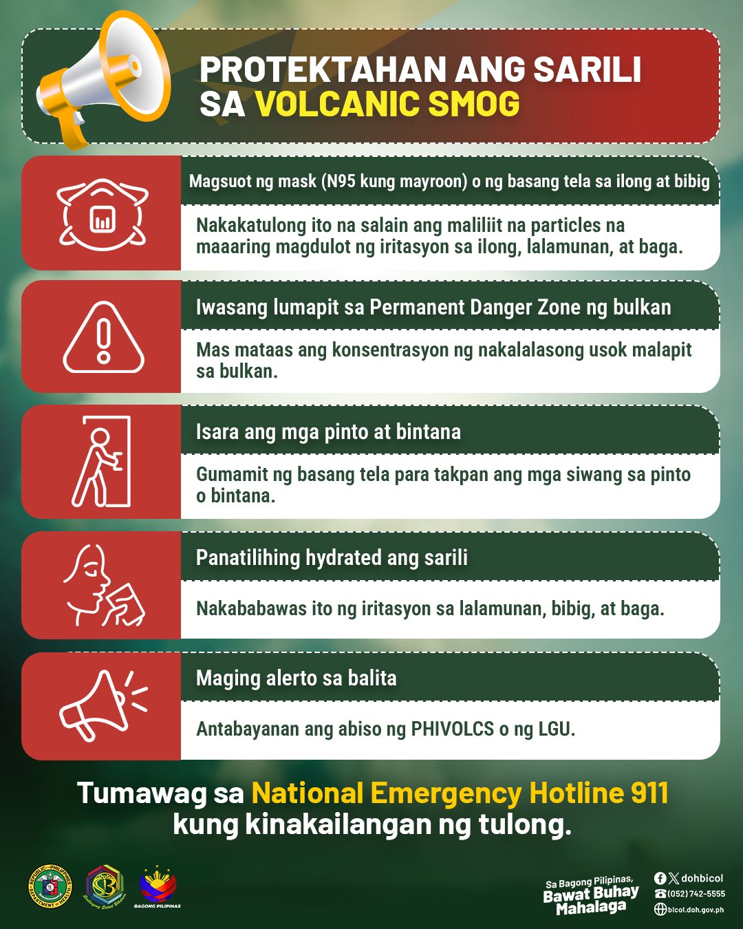 🚨PROTEKTAHAN ANG SARILI SA USOK MULA SA PAGPUTOK NG BULKANG MAYON 🚨 