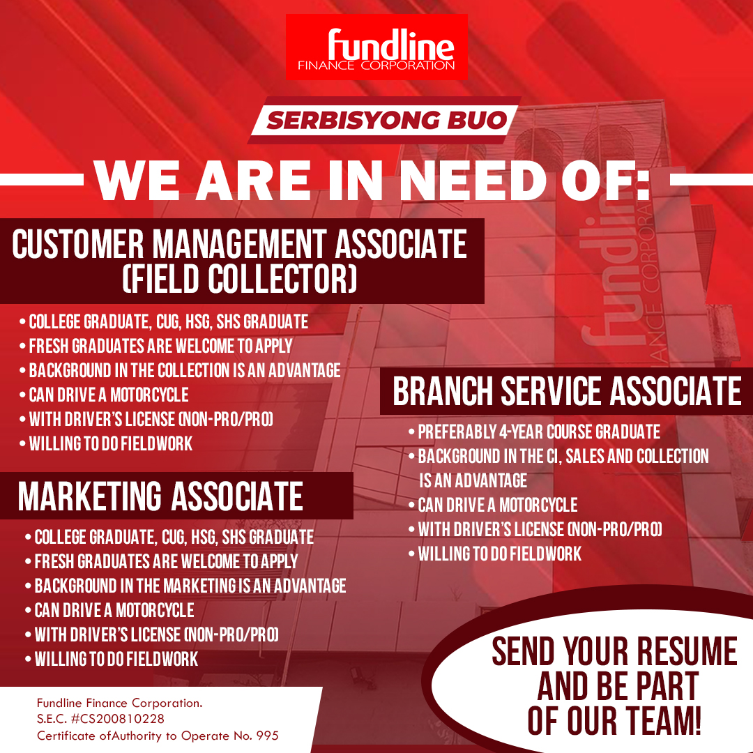 🚀 JOB OPPORTUNITIES AWAIT! 🚀 - Fundline Finance Corporation