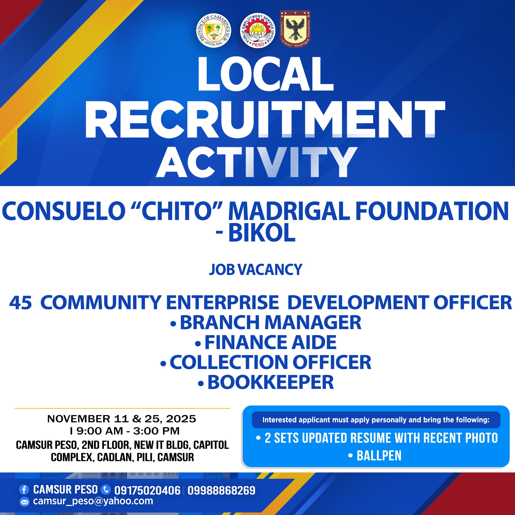 LOCAL RECRUITMENT ACTIVITY CCMF